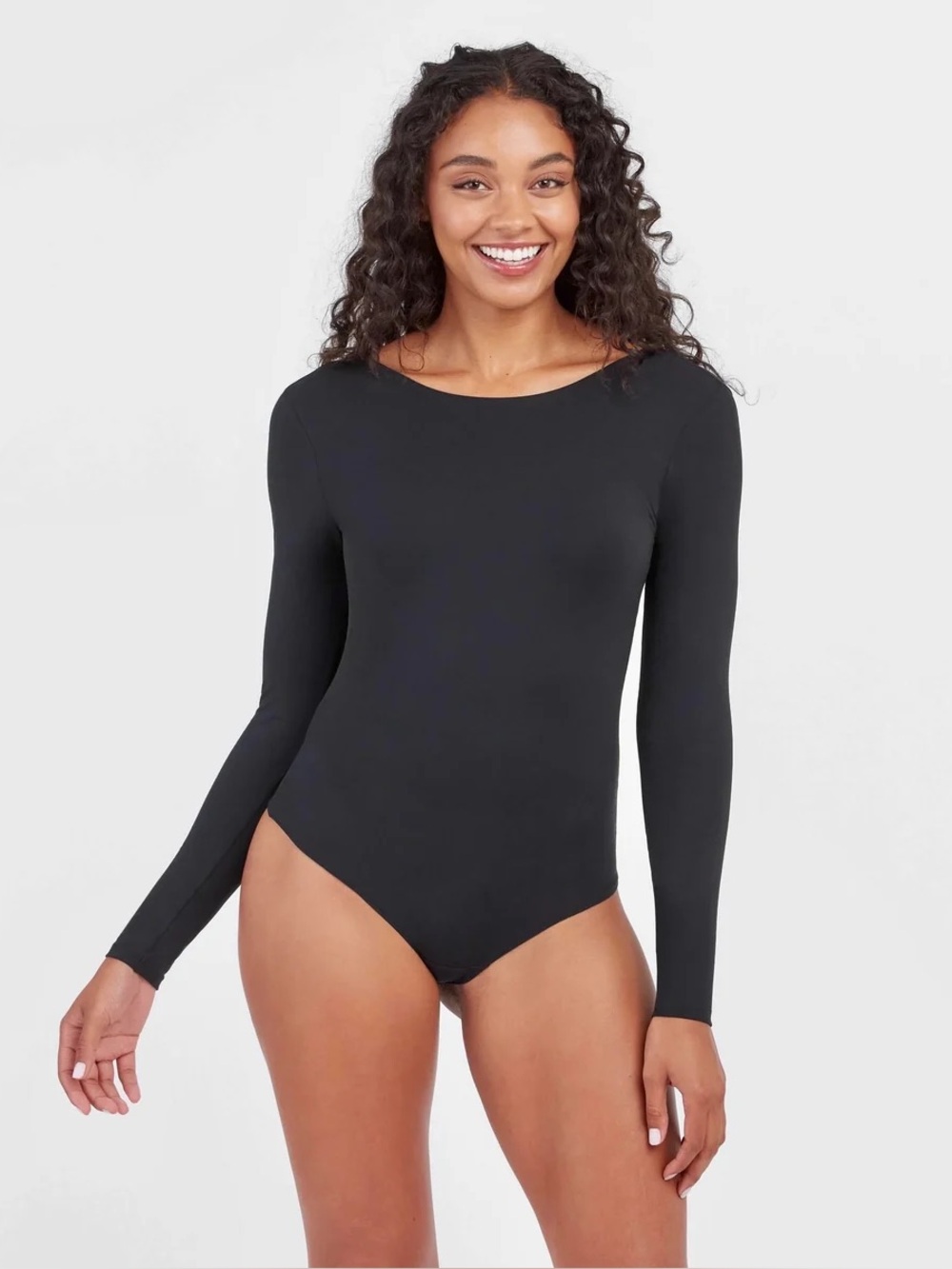 SPANX Black Long Sleeve Shaping Bodysuit NWT Size S Minimalist Quiet Luxury - Picture 2 of 7